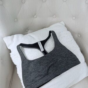 vuori Heathered Dark Gray Racerback Sports Bra